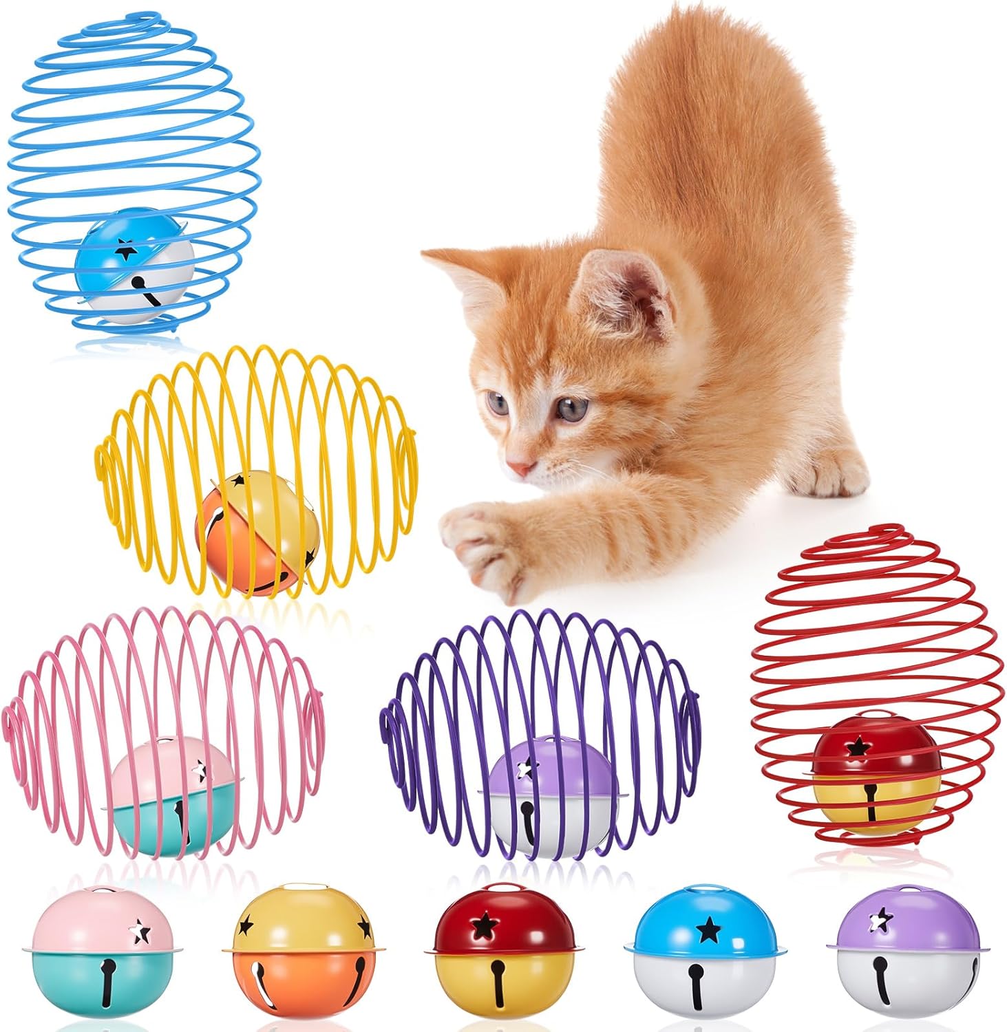 Cat Spring Ball Toy Set for Kittens and Cats Interactive Pet Toys