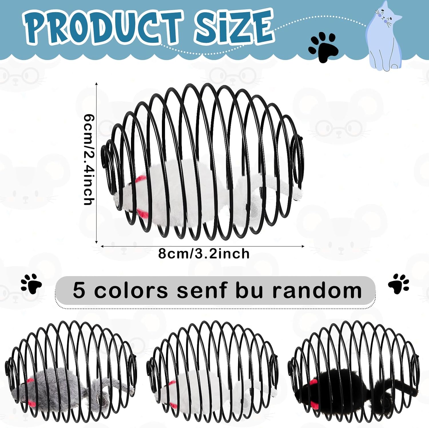 Cat Spring Ball Toy Set for Kittens and Cats Interactive Pet Toys