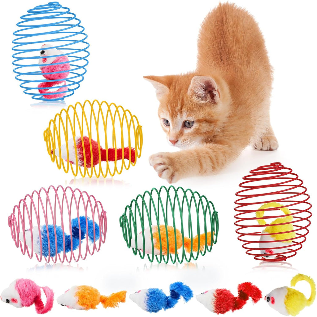 Cat Spring Ball Toy Set for Kittens and Cats Interactive Pet Toys