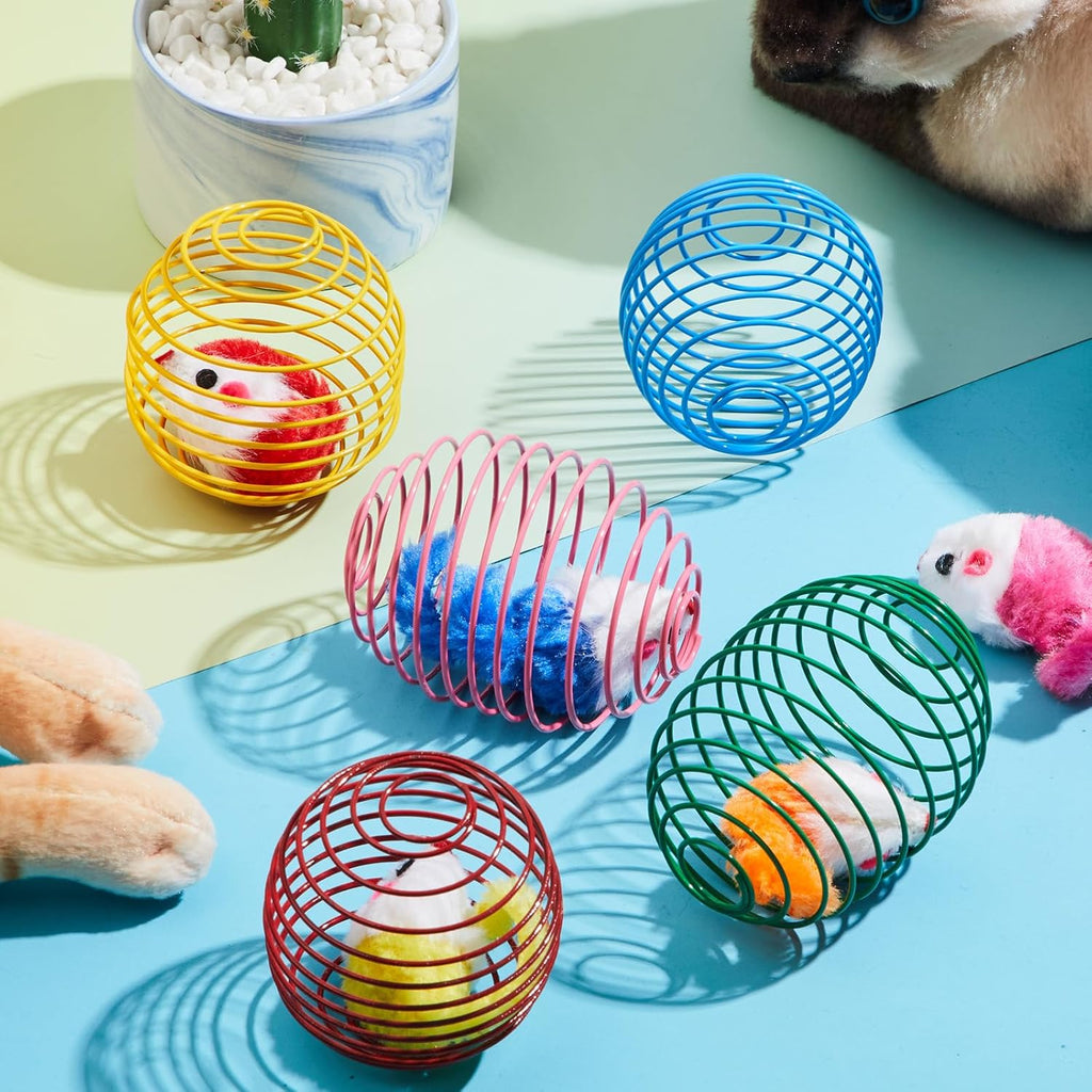 Cat Spring Ball Toy Set for Kittens and Cats Interactive Pet Toys