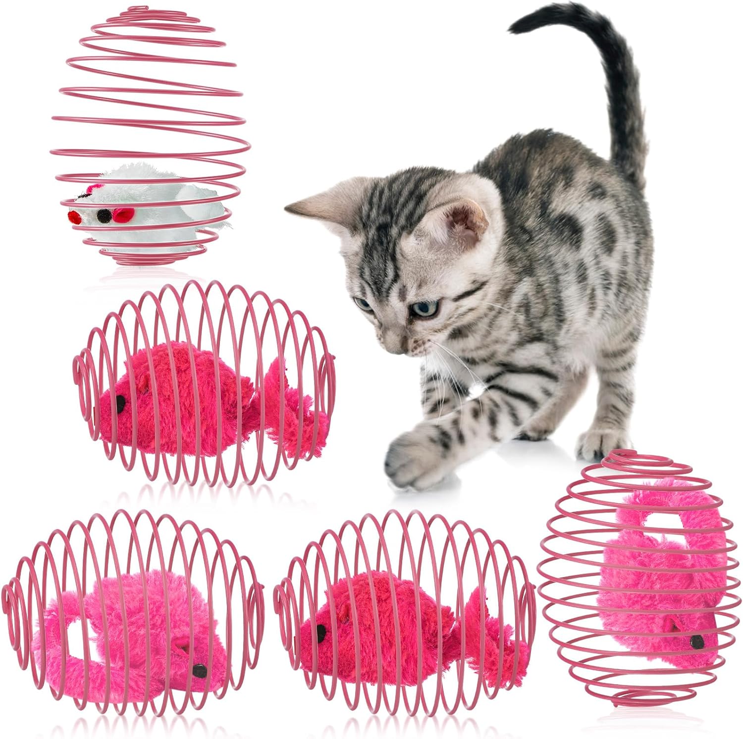 Cat Spring Ball Toy Set for Kittens and Cats Interactive Pet Toys
