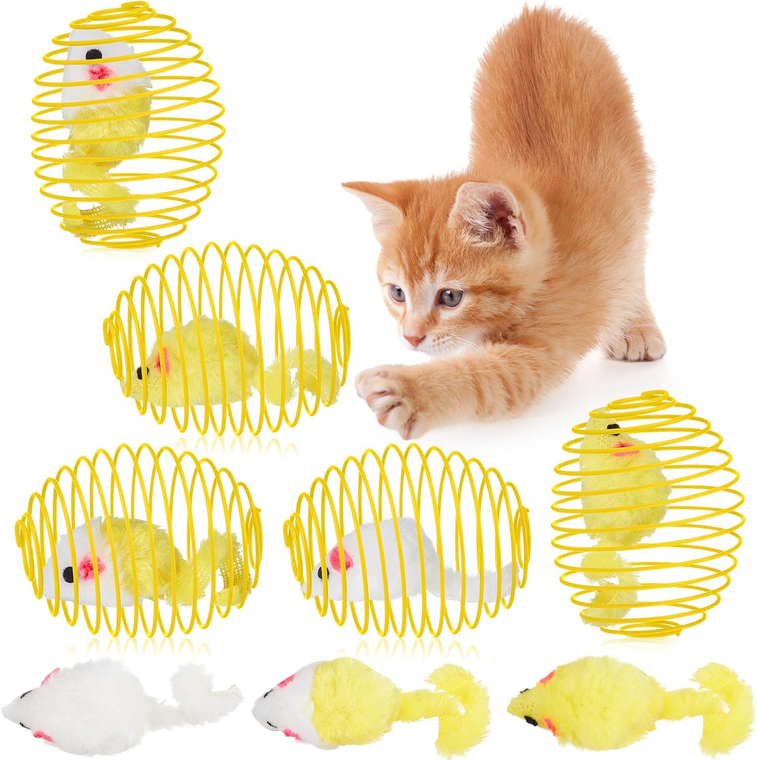 Cat Spring Ball Toy Set for Kittens and Cats Interactive Pet Toys