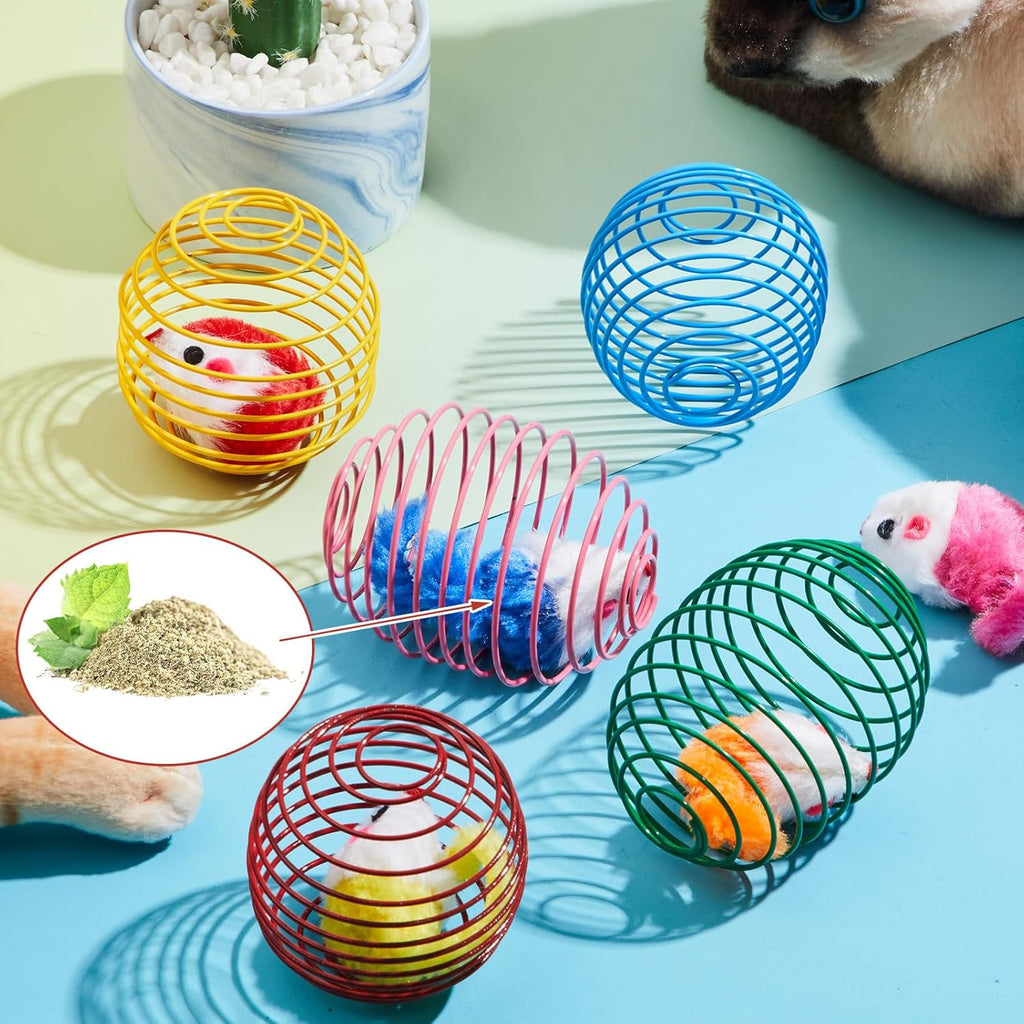 Cat Spring Ball Toy Set for Kittens and Cats Interactive Pet Toys