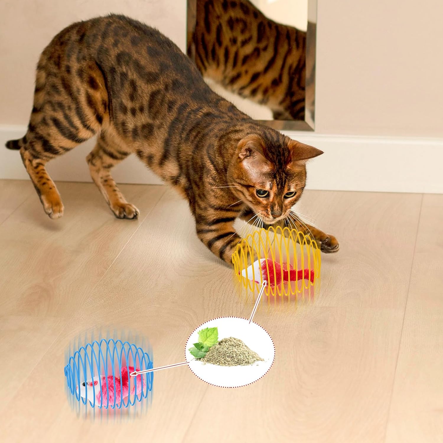 Cat Spring Ball Toy Set for Kittens and Cats Interactive Pet Toys