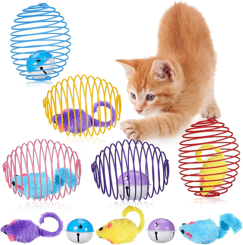 Cat Spring Ball Toy Set for Kittens and Cats Interactive Pet Toys