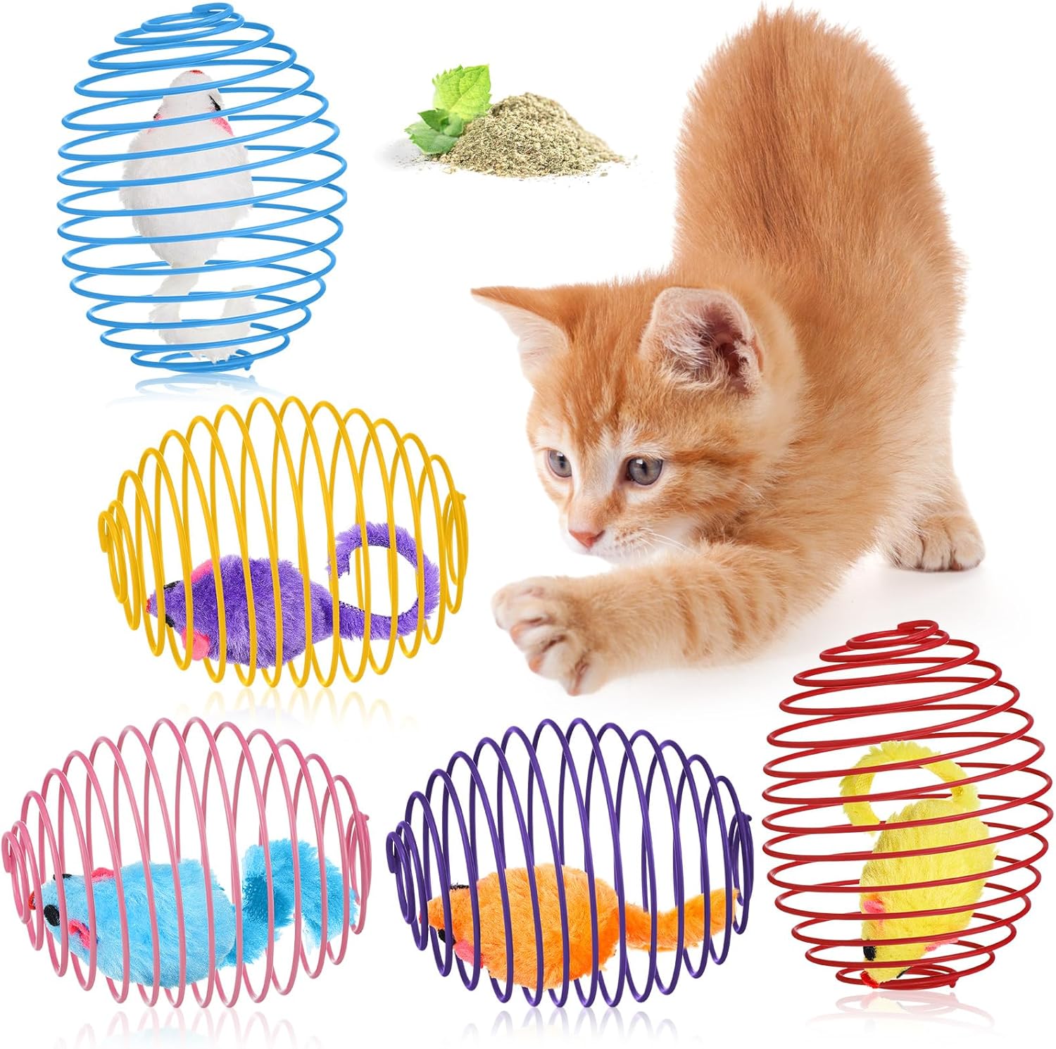 Cat Spring Ball Toy Set for Kittens and Cats Interactive Pet Toys