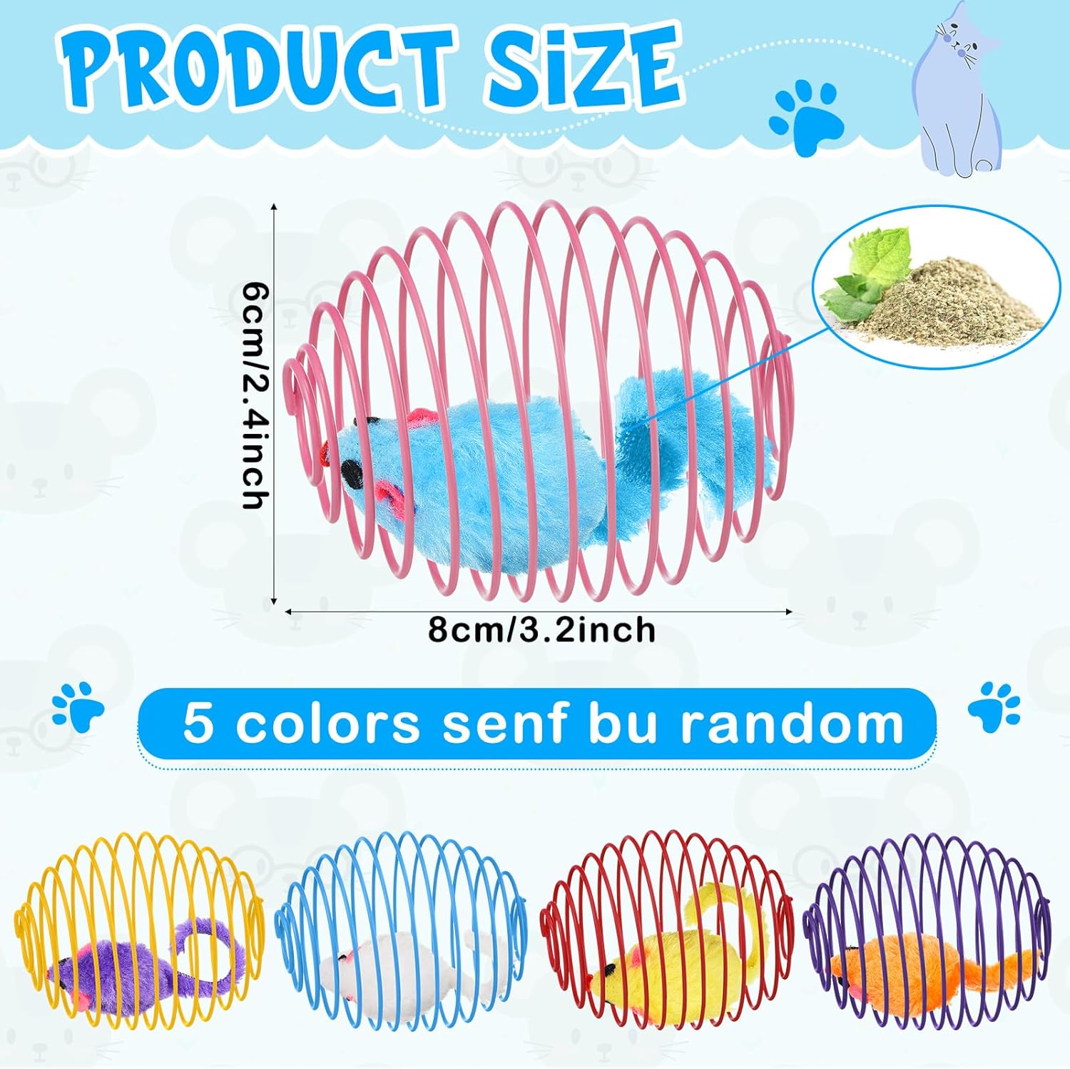 Cat Spring Ball Toy Set for Kittens and Cats Interactive Pet Toys