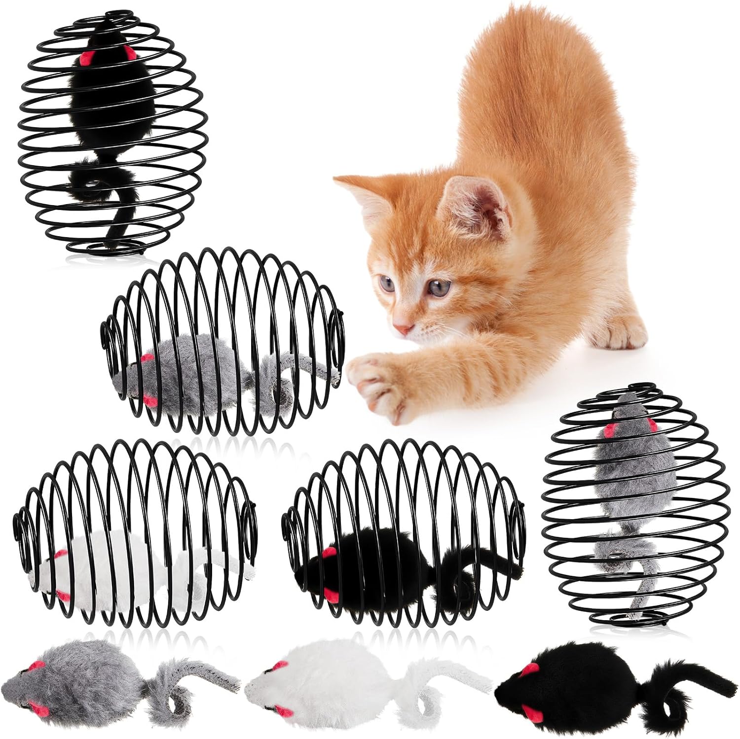 Cat Spring Ball Toy Set for Kittens and Cats Interactive Pet Toys