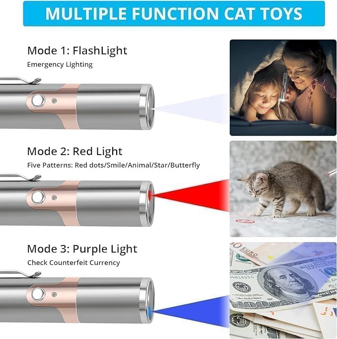 Rechargeable Laser Pointer Cat Toy Interactive Pet Light