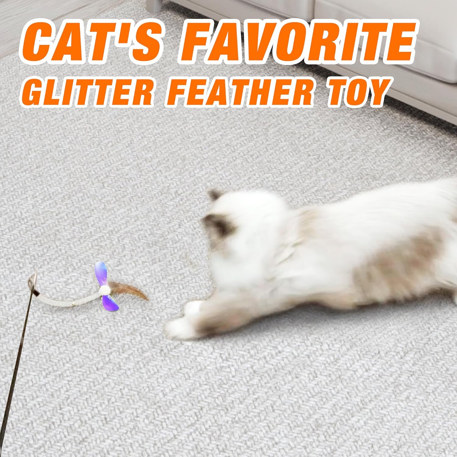Cat Wand Toy with Teaser and Feather Refill Pack
