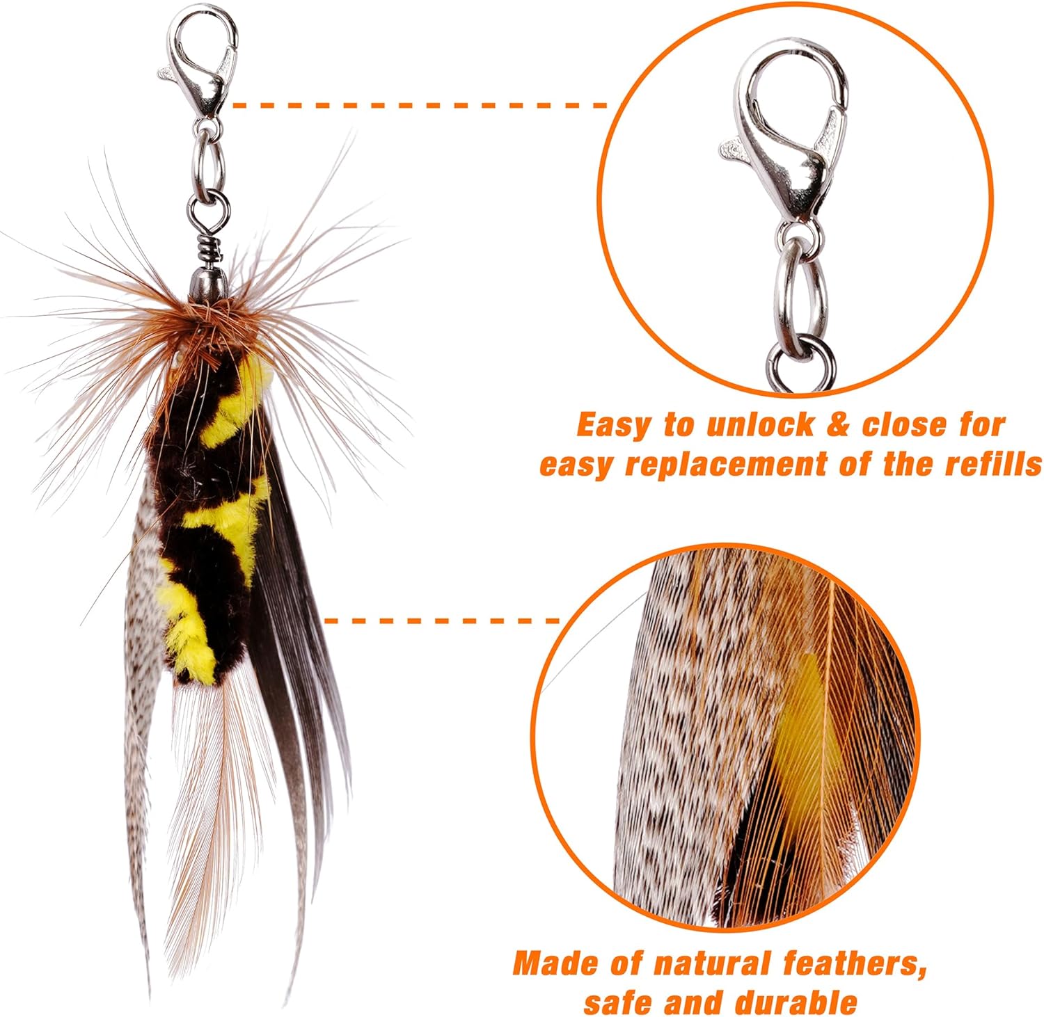Cat Wand Toy with Teaser and Feather Refill Pack