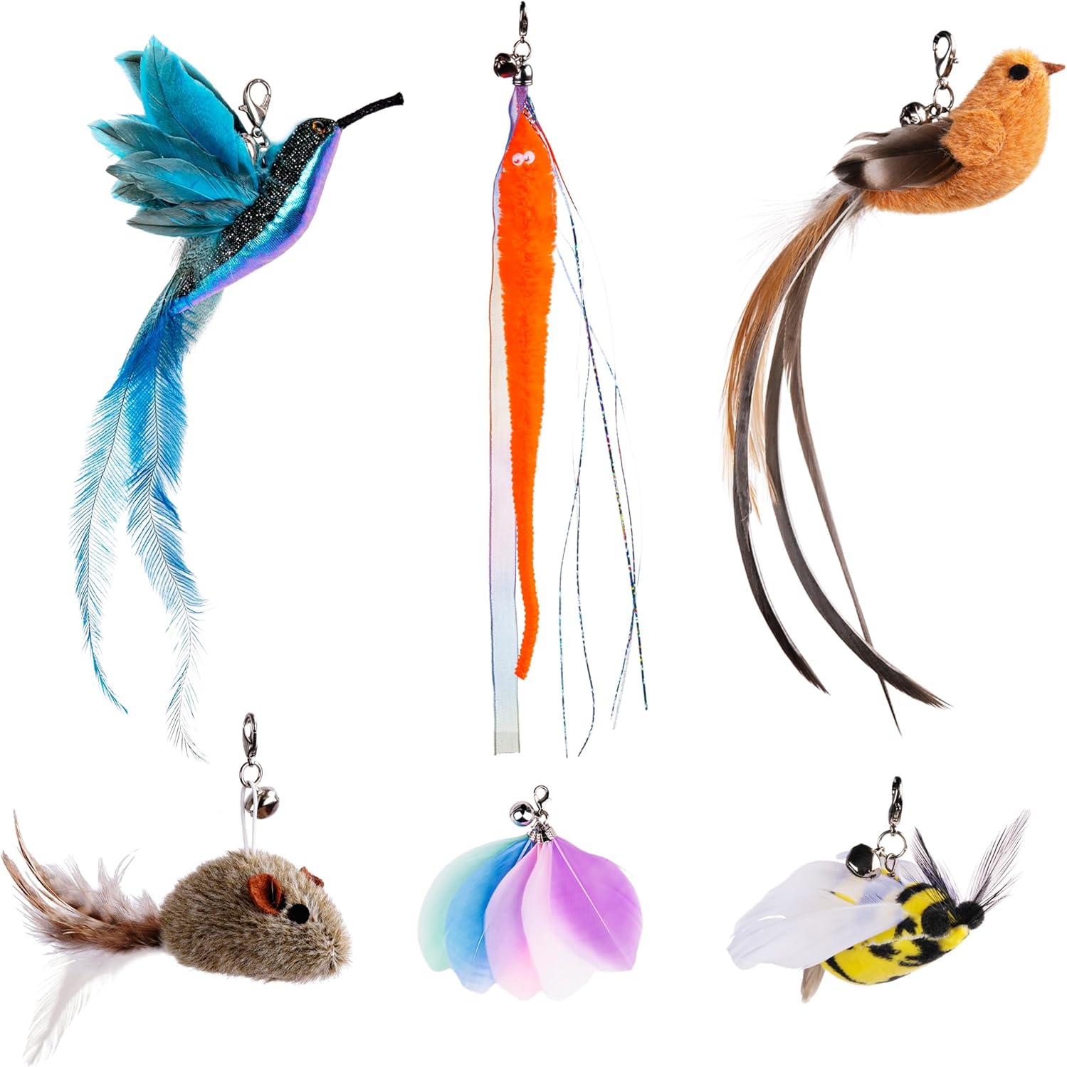Cat Wand Toy with Teaser and Feather Refill Pack