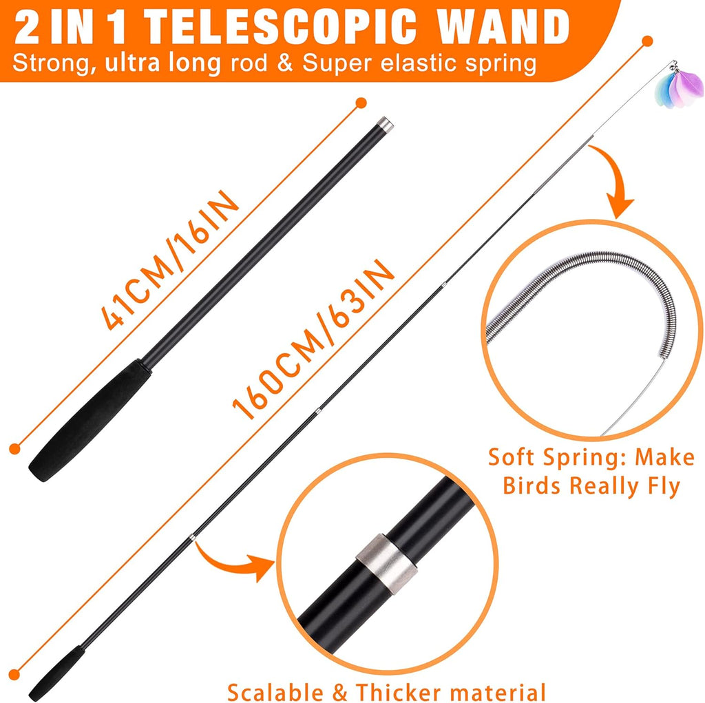 Cat Wand Toy with Teaser and Feather Refill Pack