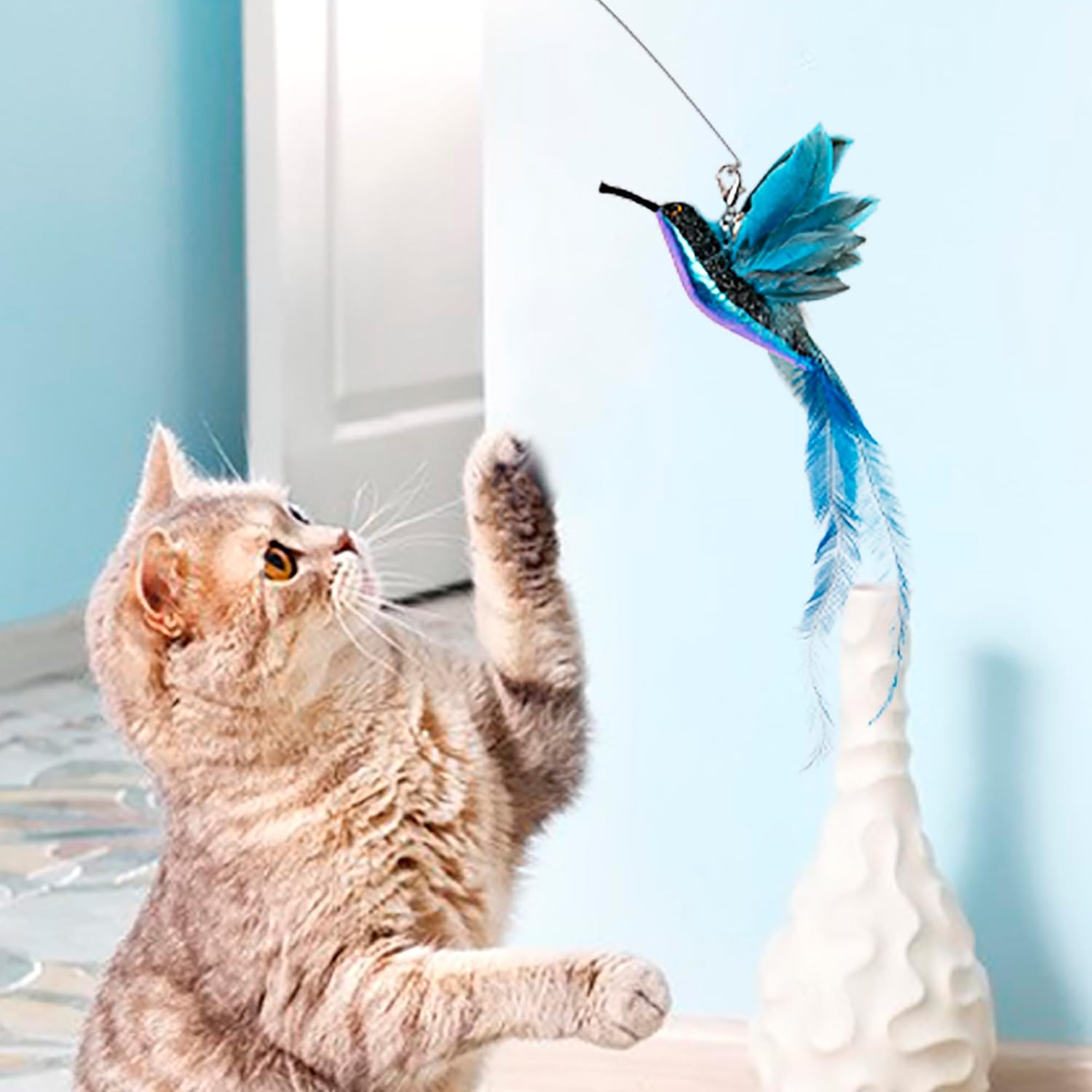 Cat Wand Toy with Teaser and Feather Refill Pack