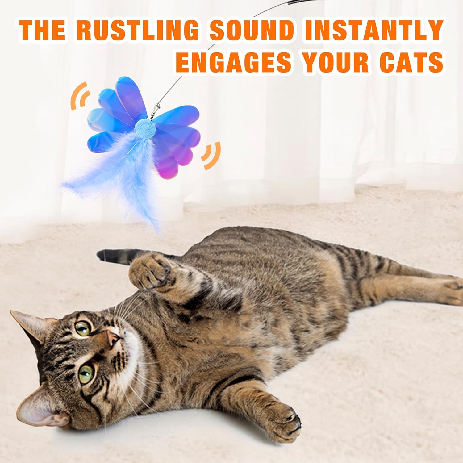 Cat Wand Toy with Teaser and Feather Refill Pack