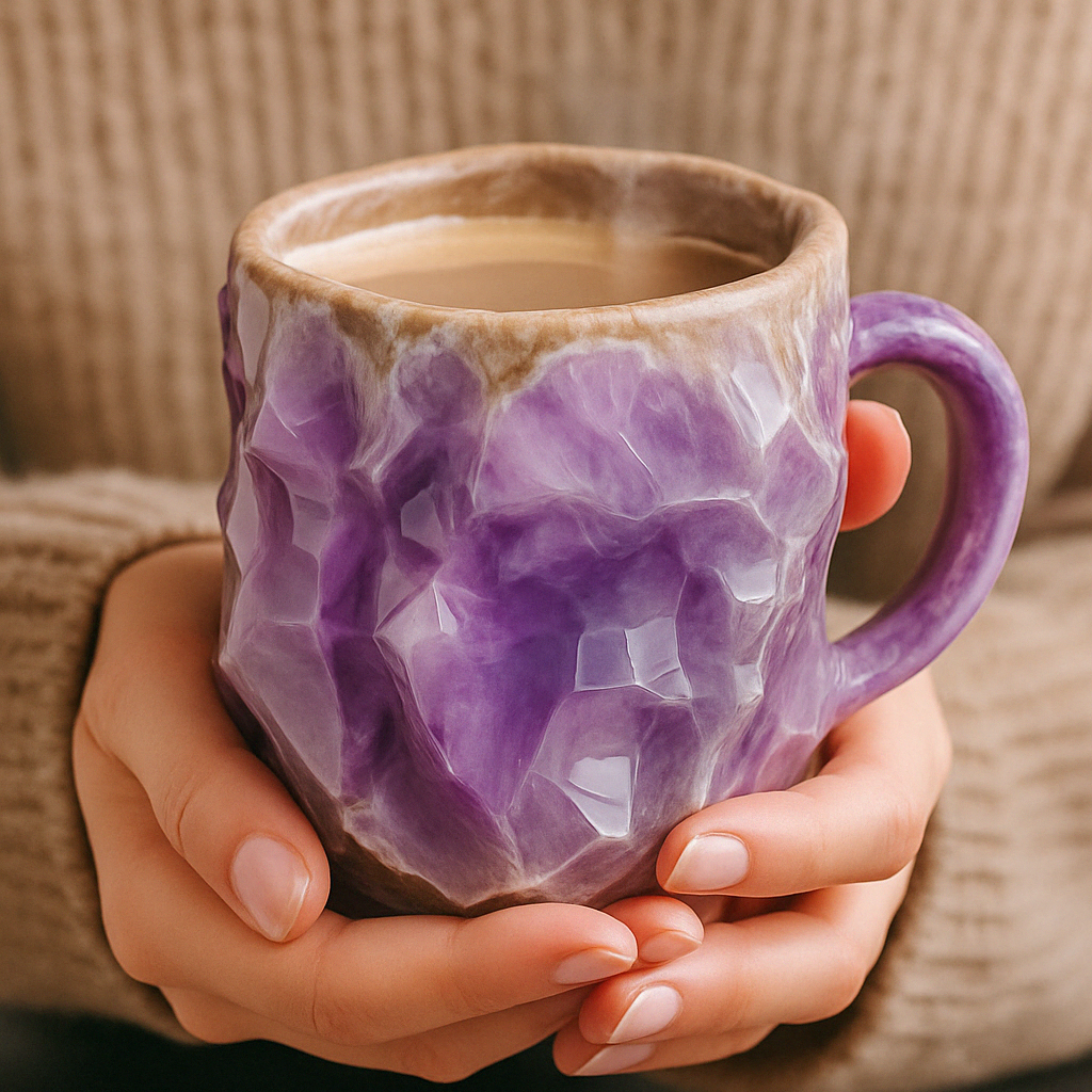Coffee Mug with Crystal Stone Pattern Ceramic Cup
