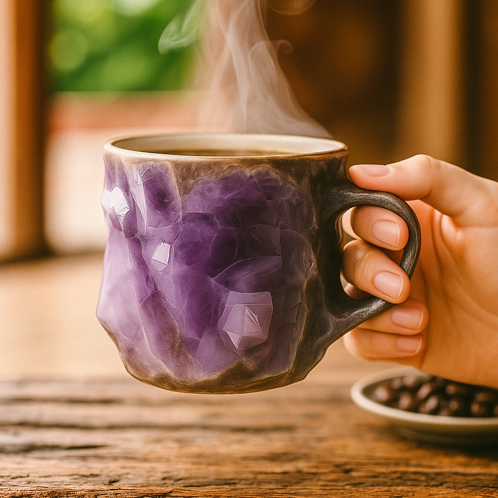 Coffee Mug with Crystal Stone Pattern Ceramic Cup