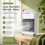 Portable Mini Air Conditioner Fan 4 in 1 USB Air Cooler Humidifier Timer