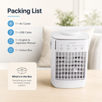 Portable Air Conditioner Humidifier Table Fan with USB Timer and RGB Light