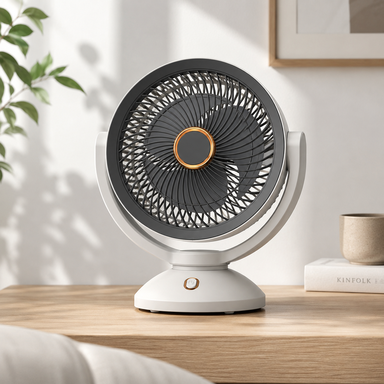 Rechargeable Portable USB Desk Fan with Night Light and Quiet Cooling
