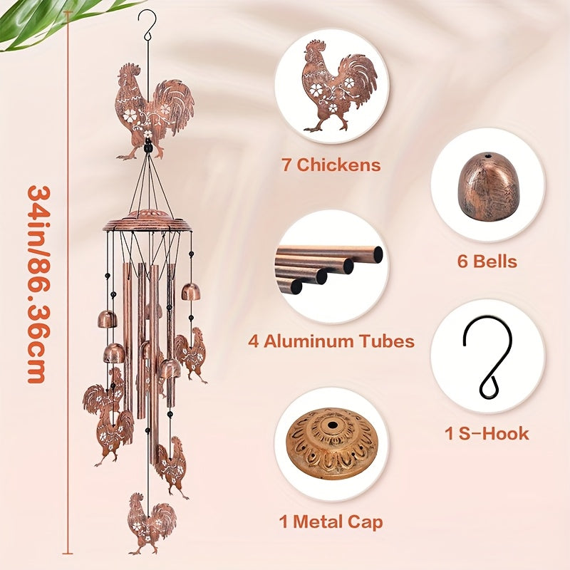 Chicken Shaped Outdoor Indoor Wind Chime Garden Decoration