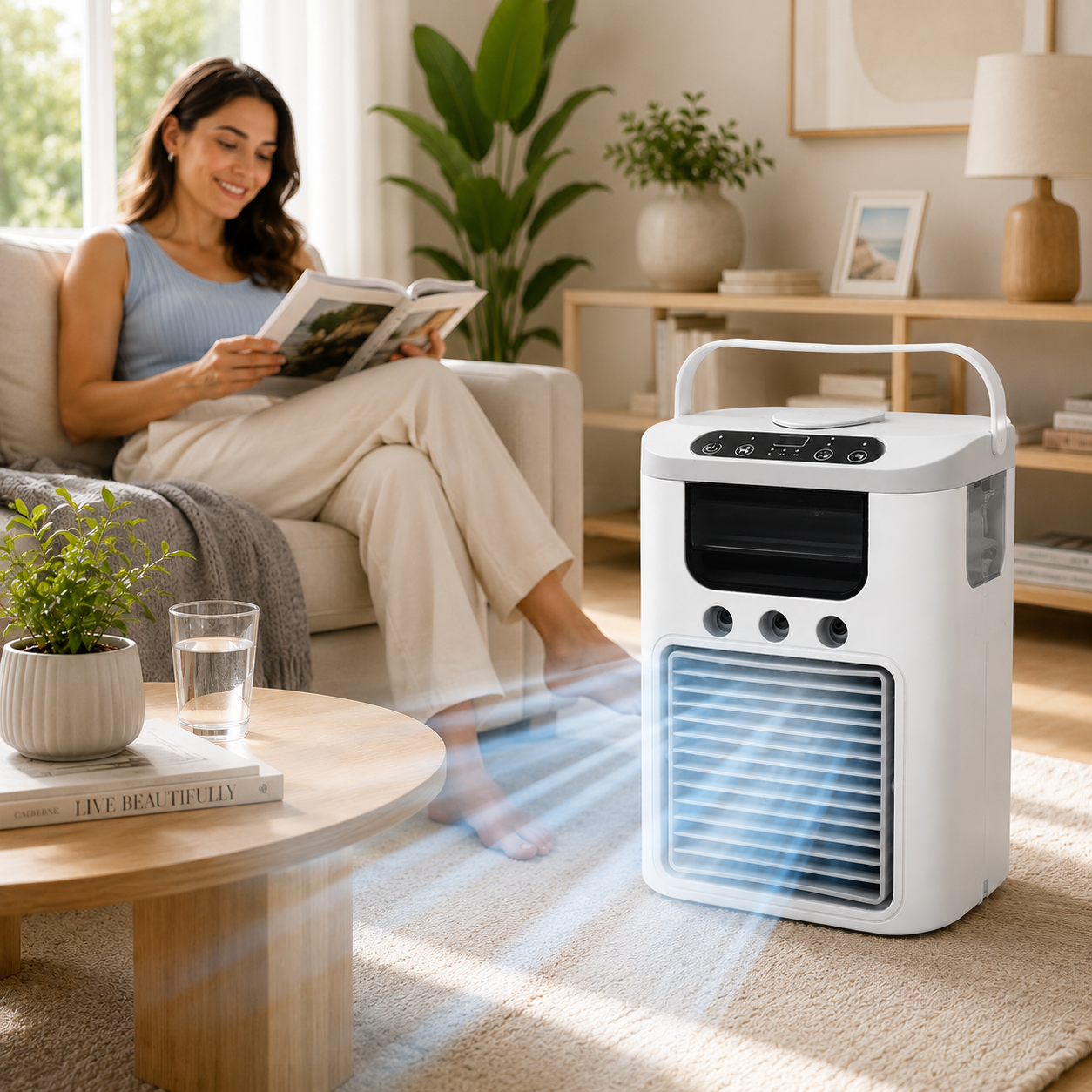 Mini Portable Evaporative Air Cooler Fan with LED Light