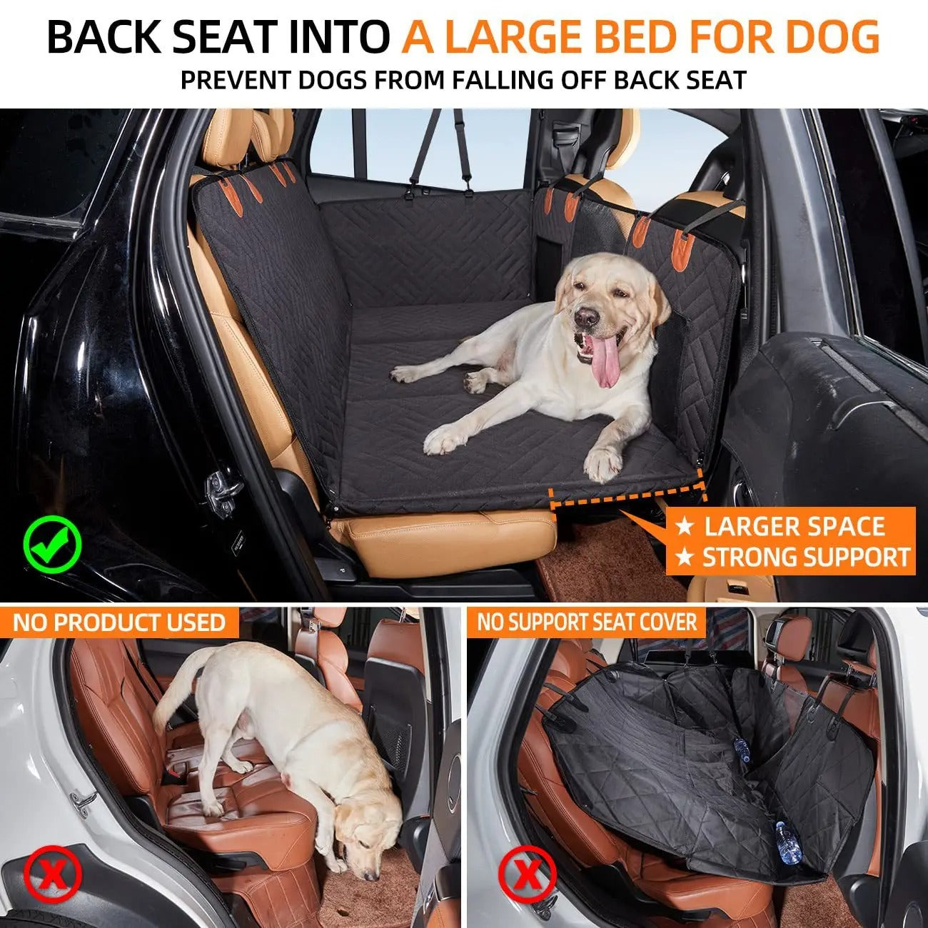 Dog Car Seat Extender Hard Bottom Pet Travel Booster Seat