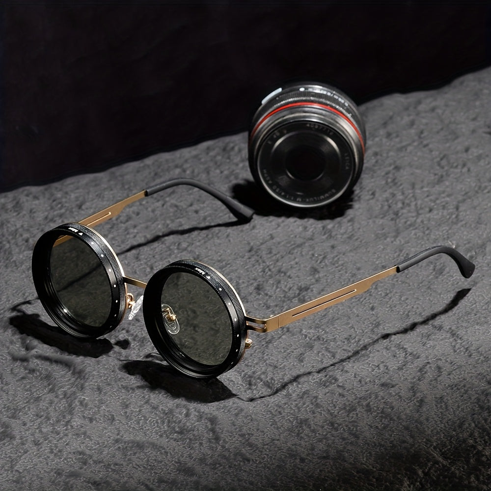 Circular Glasses with Self-Adjusting Color Changing Lenses