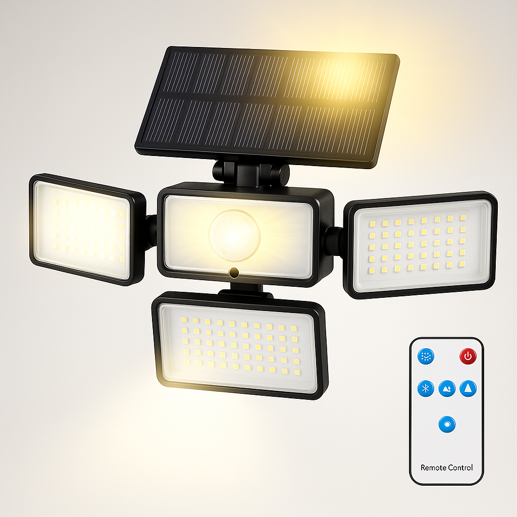 Solar Motion Sensor LED Floodlight Wall Mount Outdoor Light