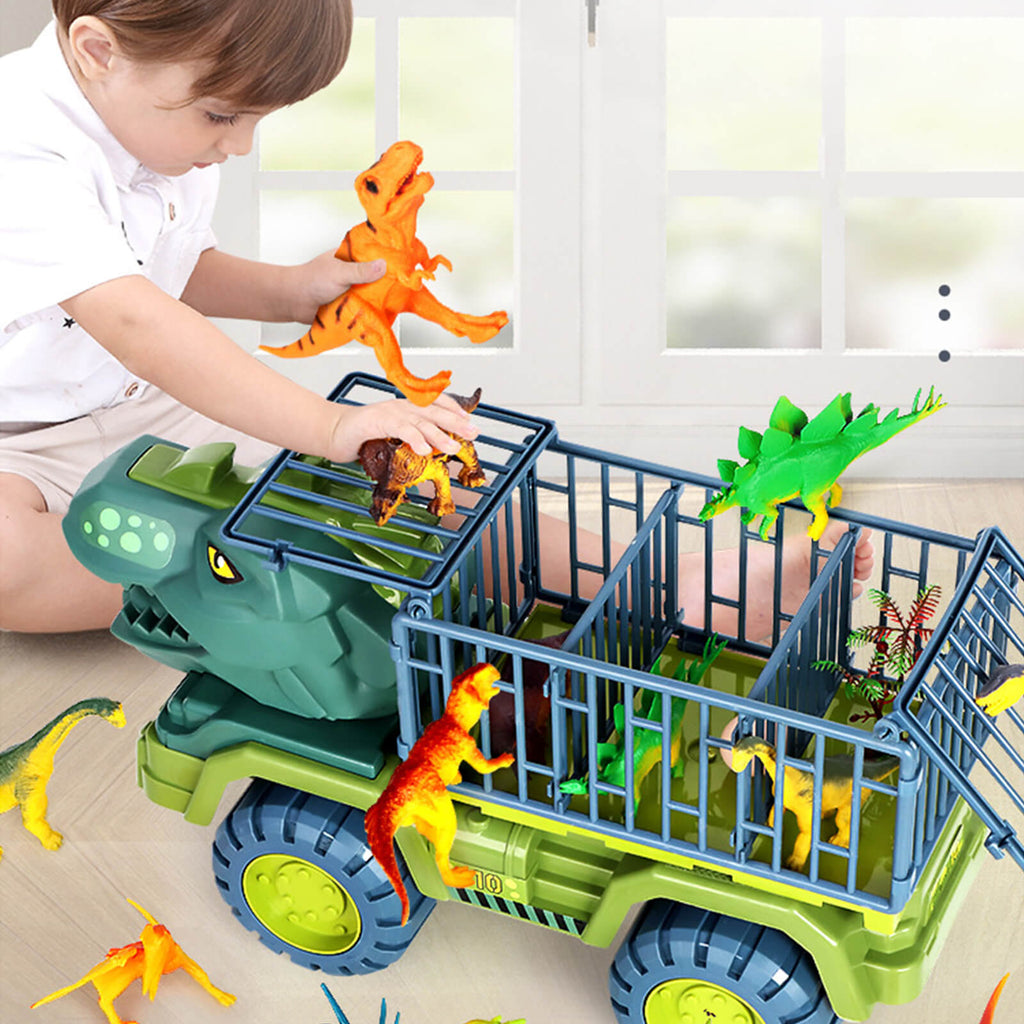 Dinosaur Transport Truck Toy Set Car Carrier Vehicle Playset
