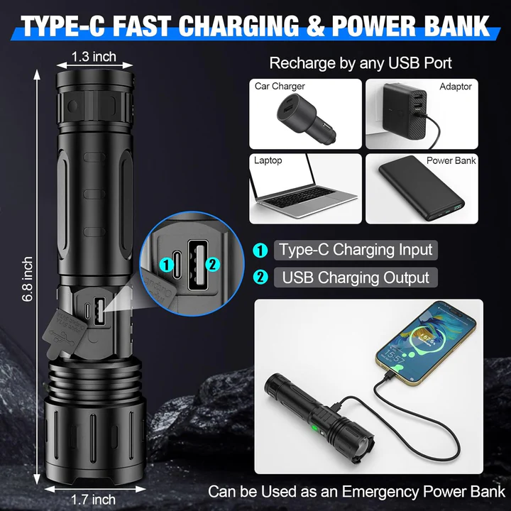 LED Handheld Portable Flashlight Light