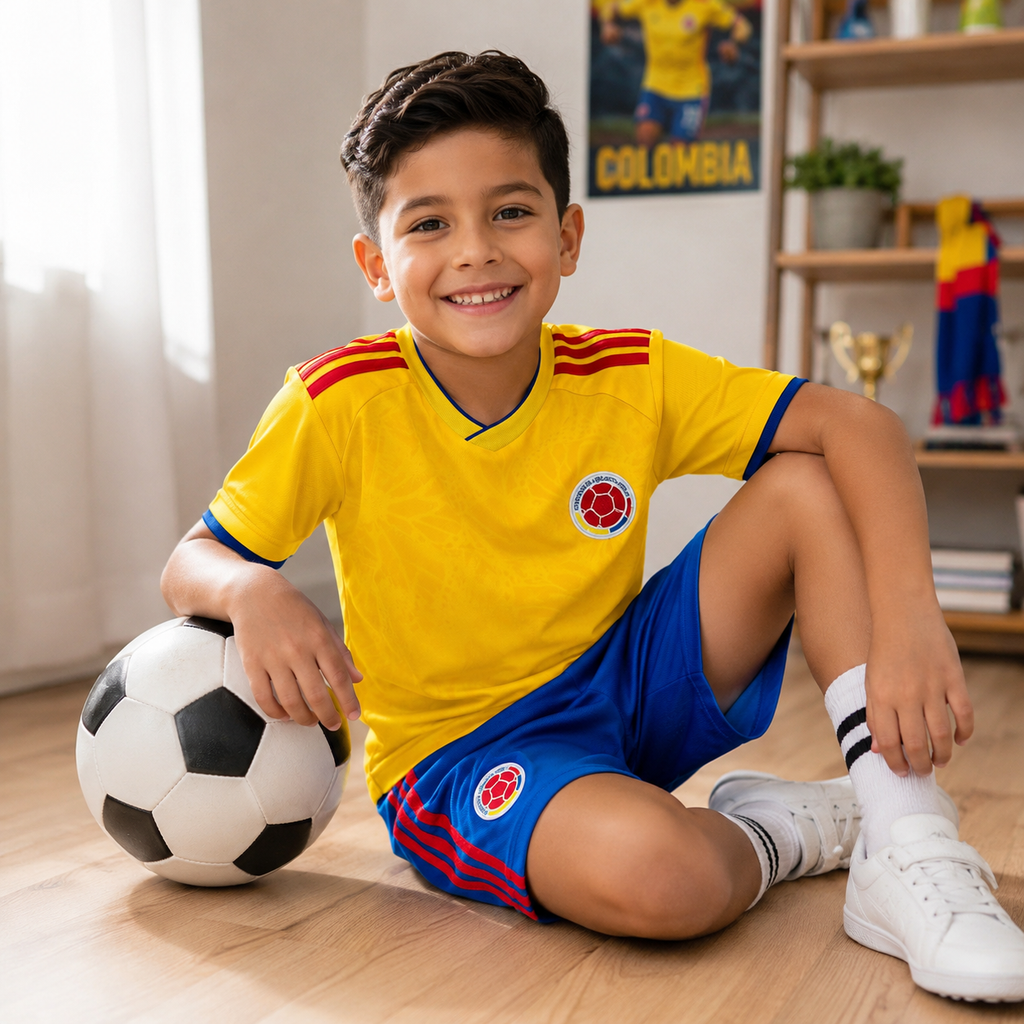 Colombia 2026 World Cup Kids Football Jersey Kit