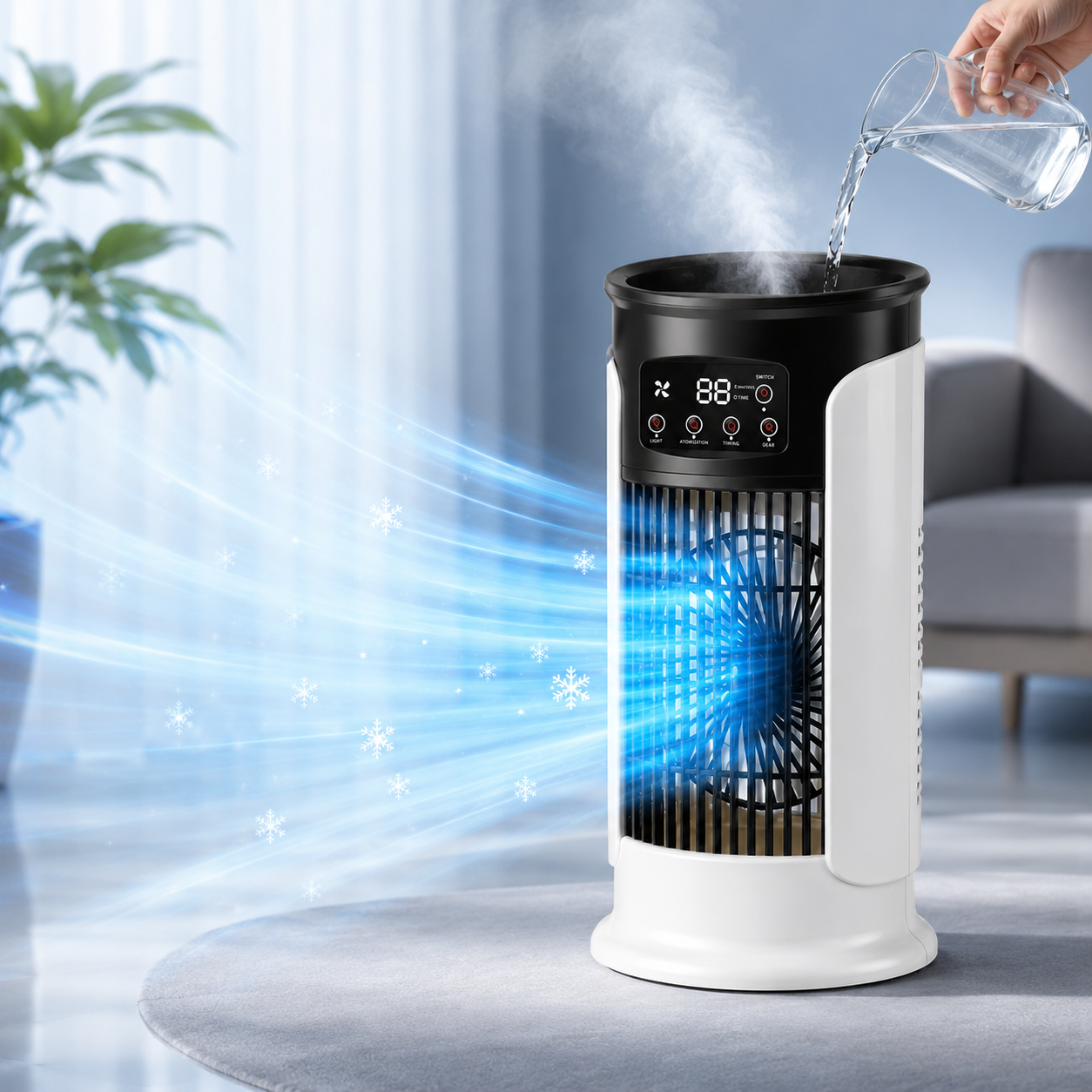 Portable 3 in 1 Air Conditioner Fan Humidifier with Night Light