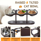 Elevated Cat Feeding Station with Stainless Steel Bowls Set