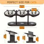 Elevated Cat Feeding Station with Stainless Steel Bowls Set