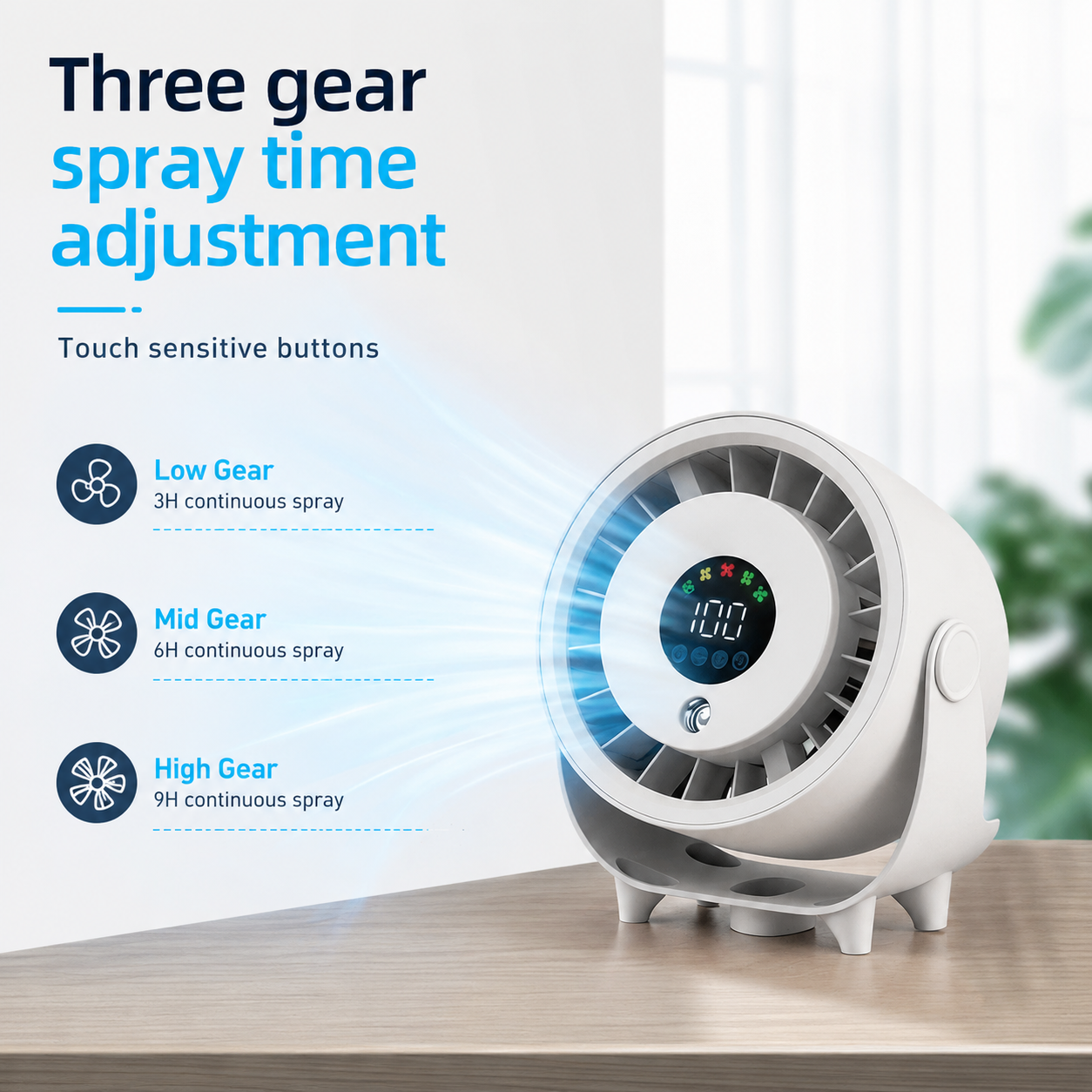 Portable Wall Mount Misting Fan Humidifier Digital Display Quiet Cooling
