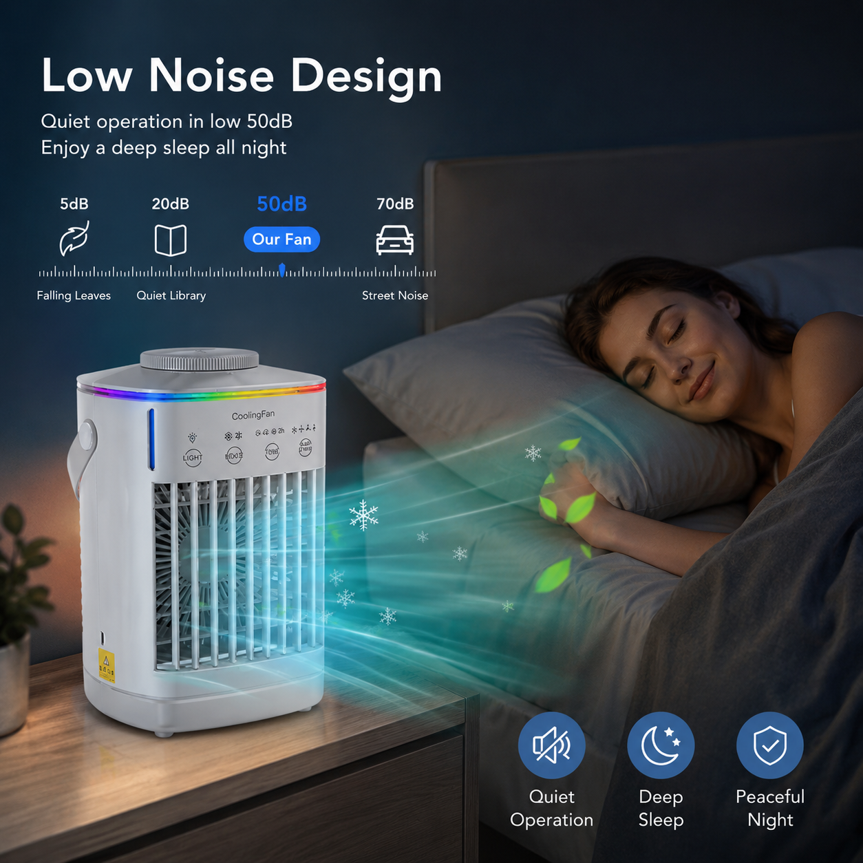 Portable Mini Air Conditioner Fan 4 in 1 USB Air Cooler Humidifier Timer