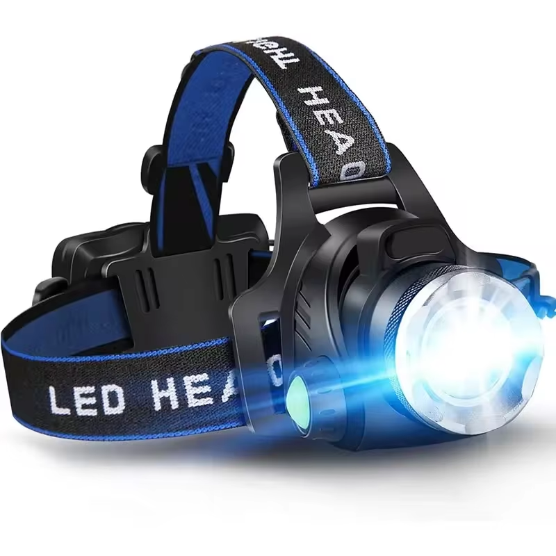 LED Headlamp with Zoom Focus and Rechargeable Battery Pack