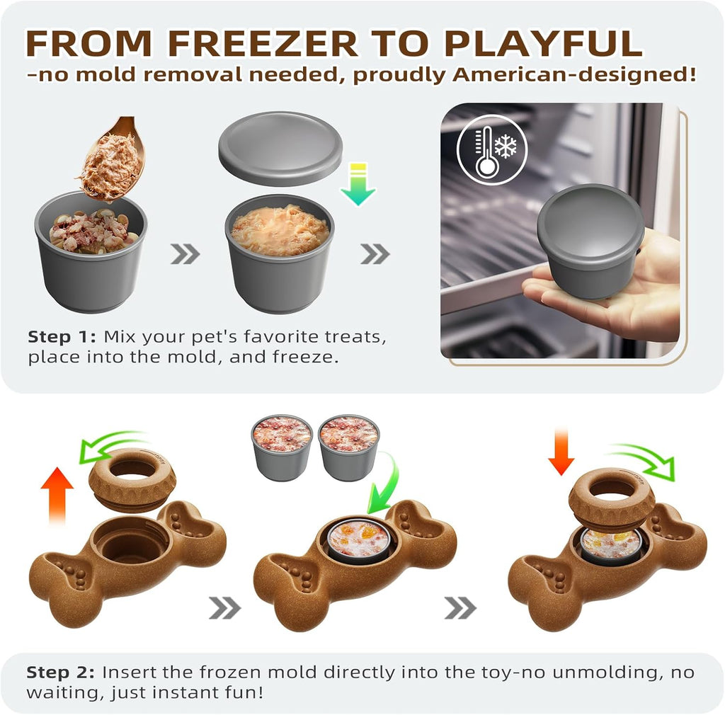 Dog Treat Chew Toy with Frozen Treat Molds and Dispenser