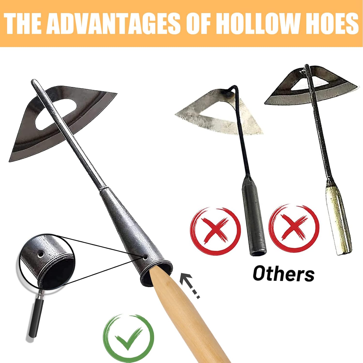 Garden Hoe Long Handle All Steel Weeding Tool Set
