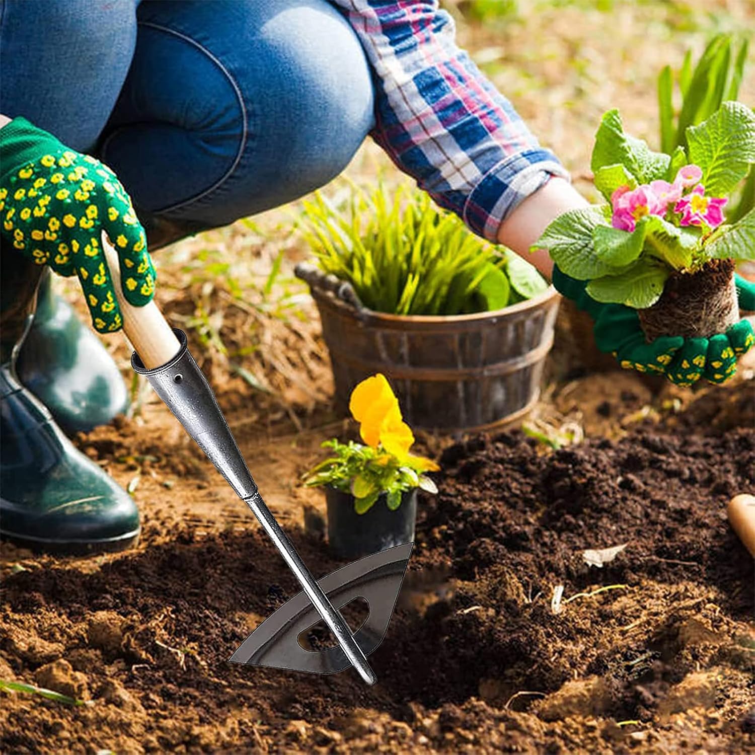 Garden Hoe Long Handle All Steel Weeding Tool Set