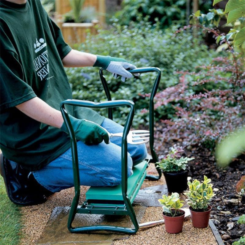 Garden Kneeler Seat and Tool Bench Foldable Gardening Stool