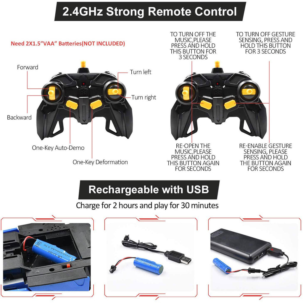 Remote Control Transforming Robot Car Toy Vehicle