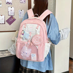 Girls Backpack with Bunny Charms Adjustable Straps School Bag