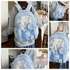 Girls Backpack with Bunny Charms Adjustable Straps School Bag