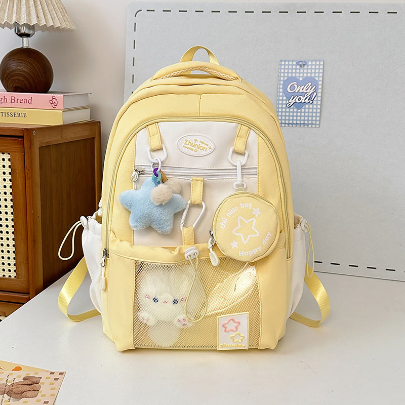 Girls Backpack with Bunny Charms Adjustable Straps School Bag