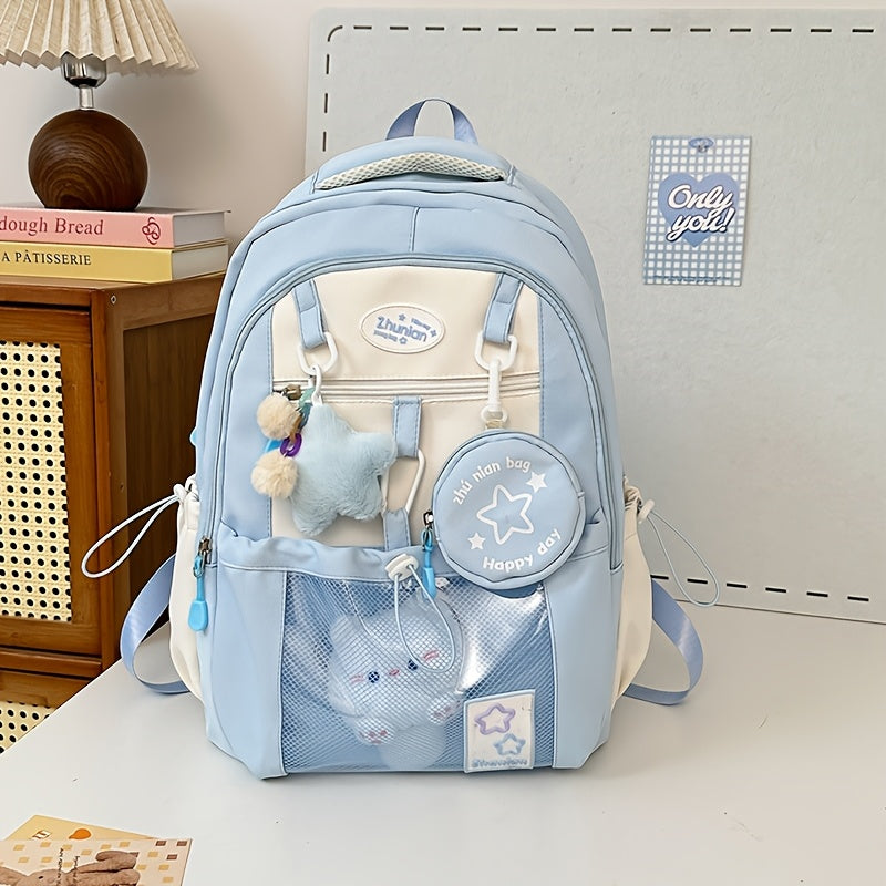 Girls Backpack with Bunny Charms Adjustable Straps School Bag