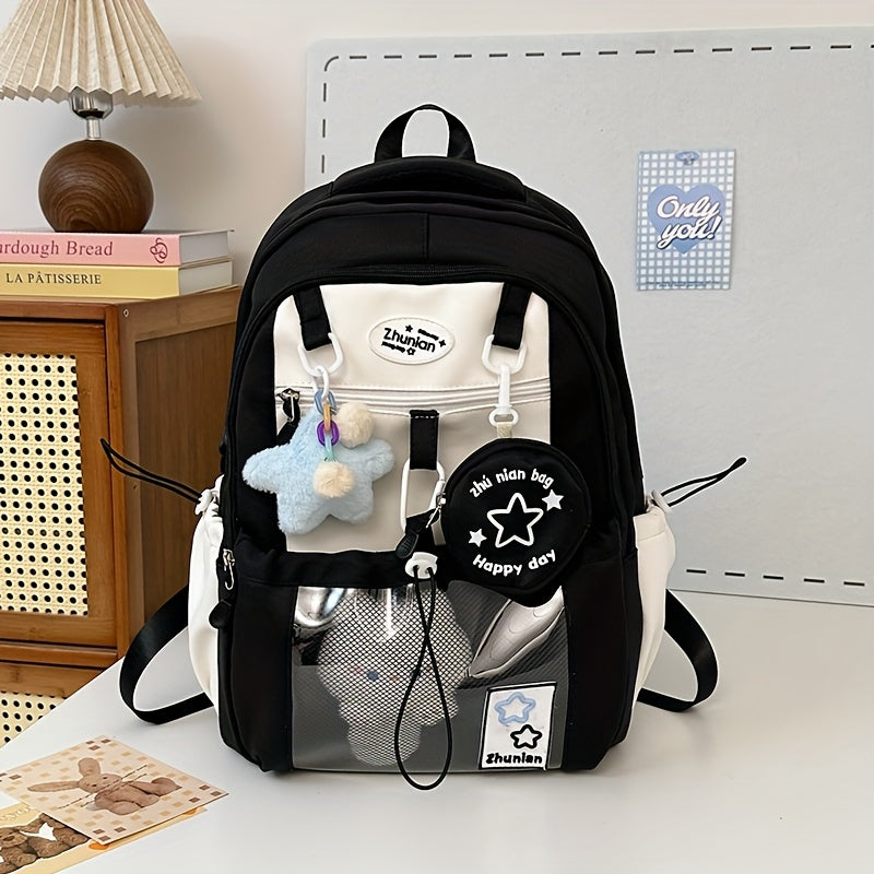 Girls Backpack with Bunny Charms Adjustable Straps School Bag