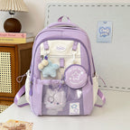Girls Backpack with Bunny Charms Adjustable Straps School Bag