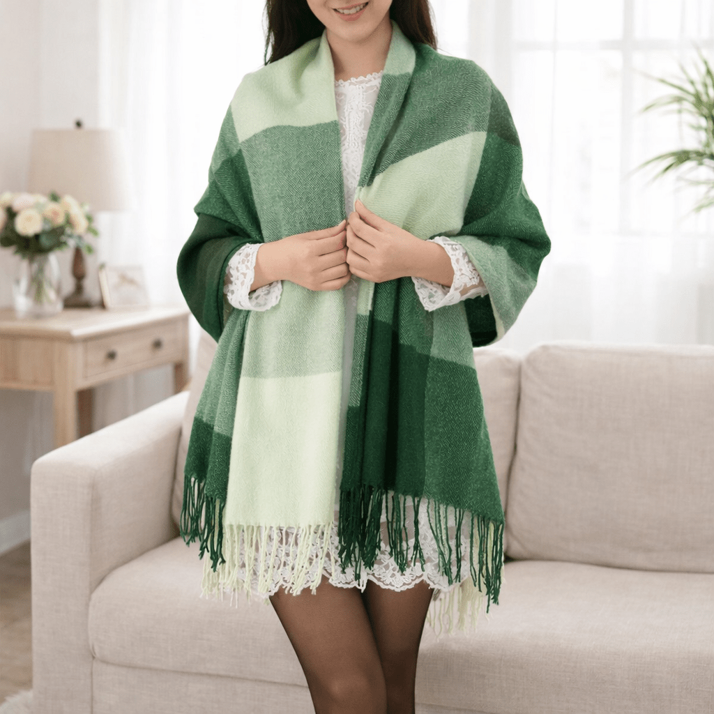 Women Large Square Winter Scarf Wrap Wool Blend Wrap Scarf